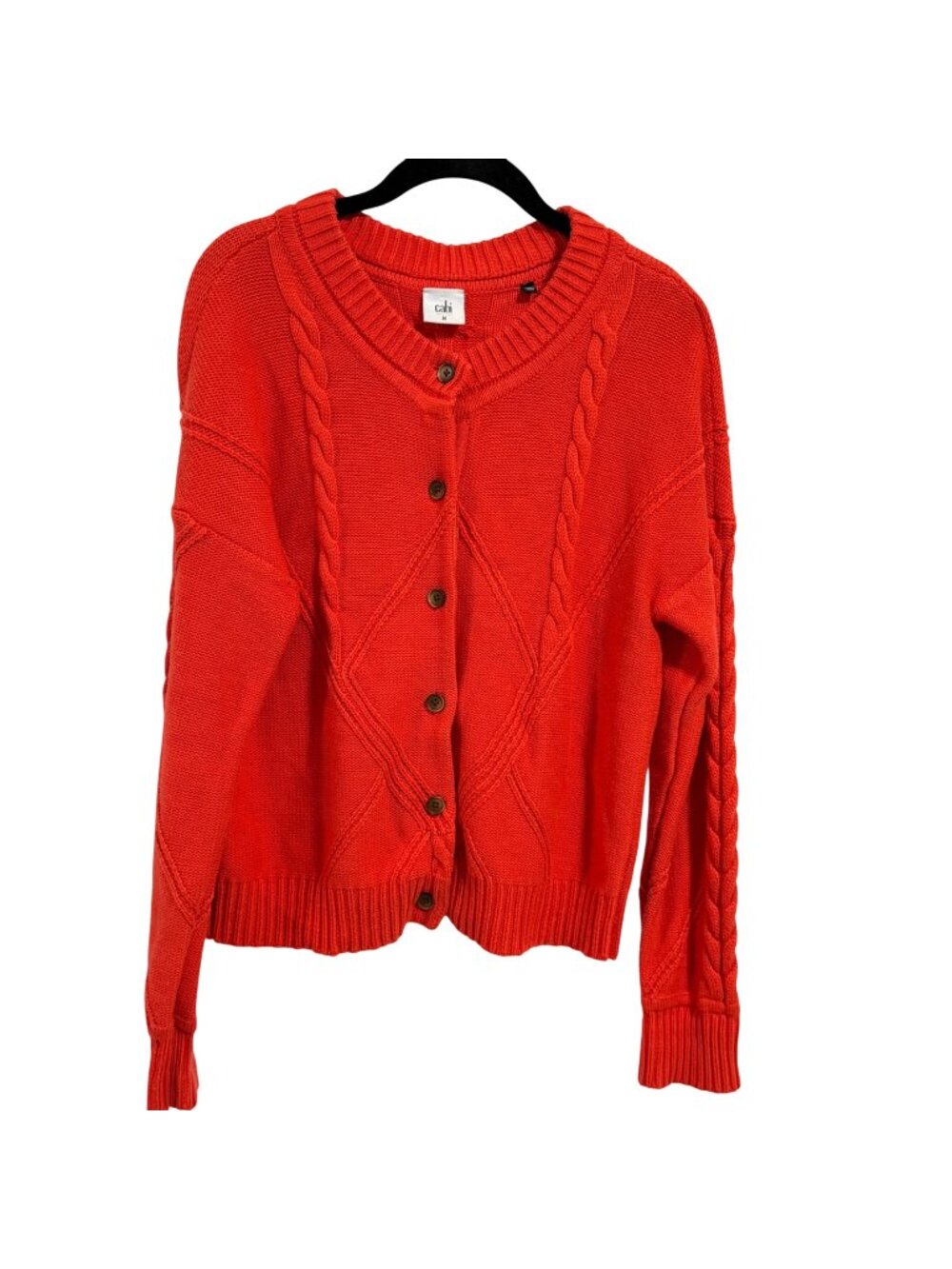 Cabi Citrus Orange Cable Knit Sweater Size M